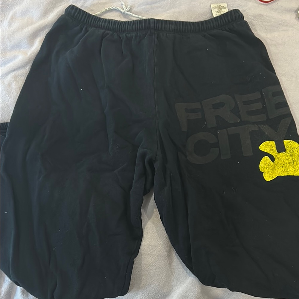Freecity Black Joggers with Yellow Detail